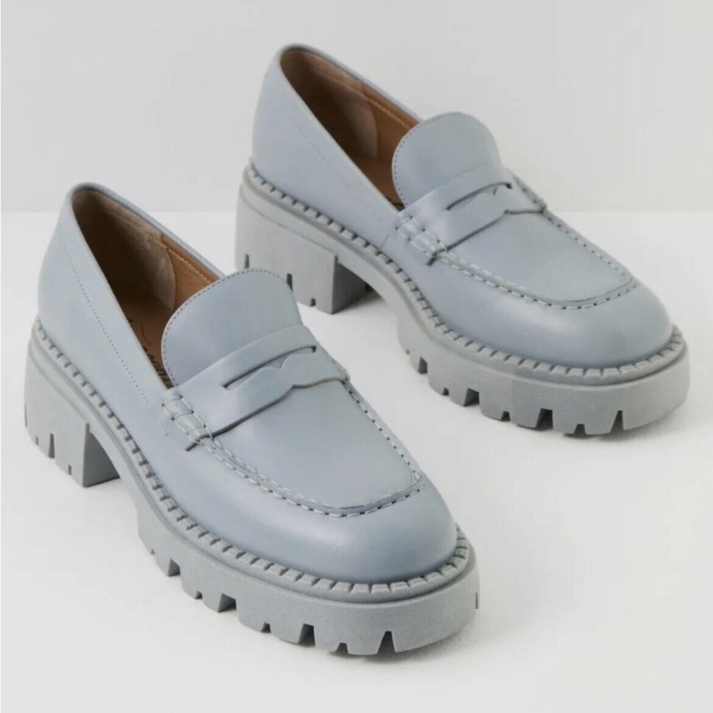 Free People Lyra Lug Sole Loafer in Dusty Blue, Sz EU 38 - Picture 2 of 16